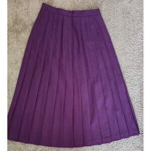 Vintage That's Me Pleated Midi Skirt Wool Blend Sz 9/10 Plum Purple Made In USA